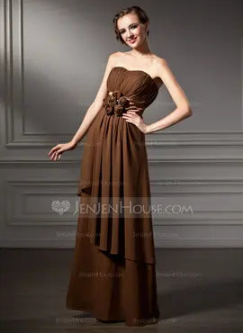 Empire Sweetheart Floor-Length Chiffon Charmeuse Mother of the Bride Dress With Ruffle Flower(s) (008005649)