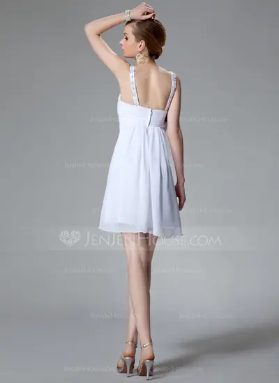 Empire Sweetheart Short/Mini Chiffon Taffeta Homecoming Dress With Ruffle Beading Sequins (022020769)