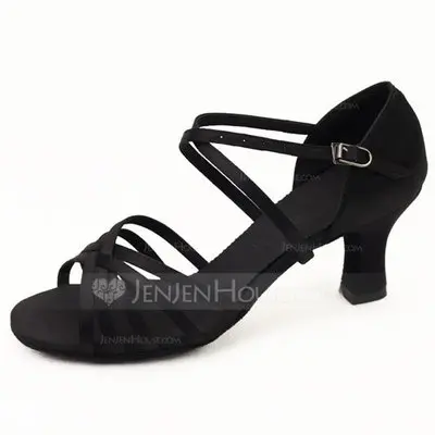 Satin Heels Sandals Latin Dance Shoes (053011478)