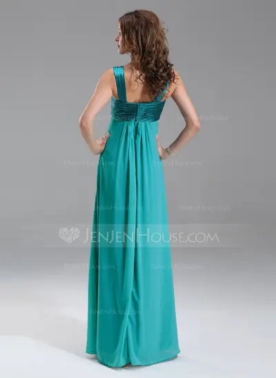 Empire Sweetheart Floor-Length Chiffon Charmeuse Bridesmaid Dress With Ruffle Flower(s) (007025894)