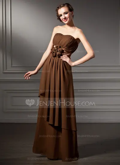 Empire Sweetheart Floor-Length Chiffon Charmeuse Mother of the Bride Dress With Ruffle Flower(s) (008005649)