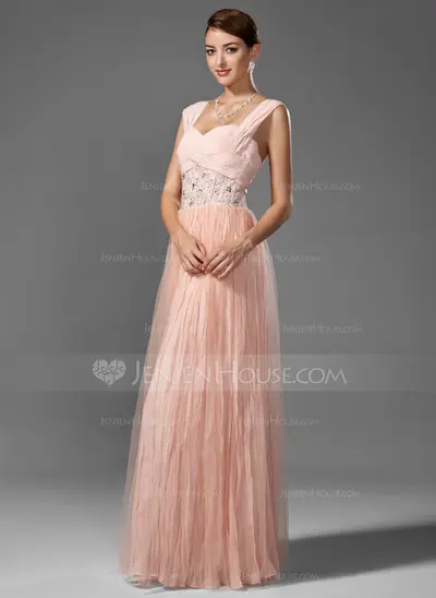 A-Line/Princess Sweetheart Floor-Length Chiffon Prom Dress With Ruffle Beading (018005043)