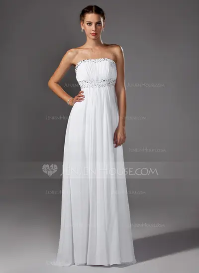 Empire Sweetheart Sweep Train Chiffon Evening Dress With Ruffle Beading Sequins (017004374)