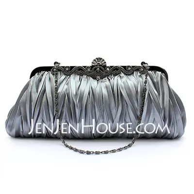 Gray Gorgeous Silk Evening Clutches More Colors Available (012005433)