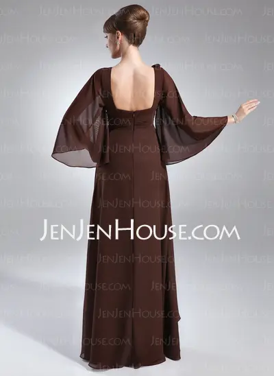 Empire Scoop Neck Floor-Length Chiffon Mother of the Bride Dress With Ruffle Flower(s) (008006391)