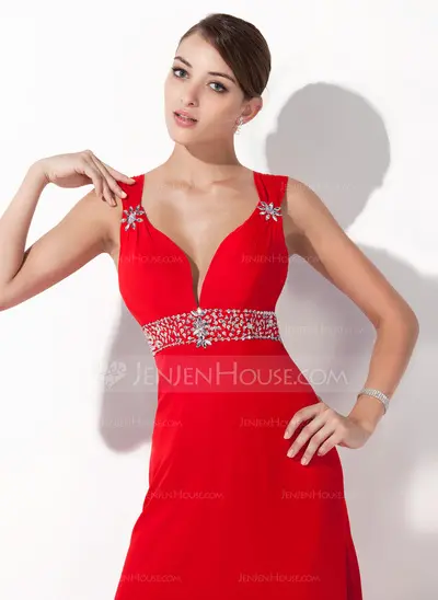 A-Line/Princess Sweetheart Floor-Length Chiffon Evening Dress With Ruffle Beading Sequins (017004434)