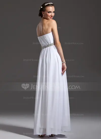 A-Line/Princess Strapless Floor-Length Chiffon Prom Dress With Ruffle Beading Sequins (018005355)