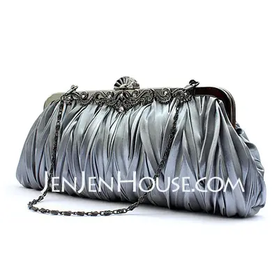 Gray Gorgeous Silk Evening Clutches More Colors Available (012005433)