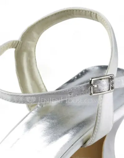 Satin Chunky Heel Closed Toe Slingbacks Pumps Wedding Shoes (047010761)
