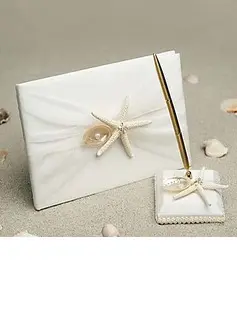 starfish & sea shell beach themed wedding guest book e penna set(101018133)