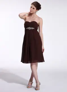 Empire Sweetheart Knee-Length Chiffon Bridesmaid Dress With Ruffle Beading (007026272)