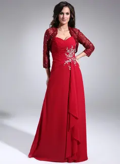 A-Line/Princess Sweetheart Floor-Length Chiffon Mother of the Bride Dress With Ruffle Beading (008006157)