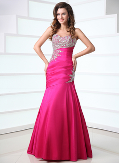 Mermaid Sweetheart Floor-Length Taffeta Prom Dress With Ruffle Beading (018017528)
