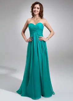Empire Sweetheart Floor-Length Chiffon Bridesmaid Dress With Ruffle (007016755)