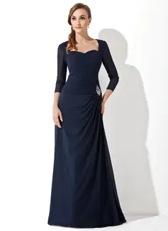 A-Line/Princess Sweetheart Sweep Train Chiffon Mother of the Bride Dress With Ruffle Beading (008005650)