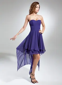 A-Line/Princess Sweetheart Asymmetrical Chiffon Homecoming Dress With Ruffle (018015523)