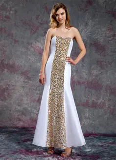Sereia Coração Vestidos longo Tafetá Vestido de baile com Beading Sequins (018019160)