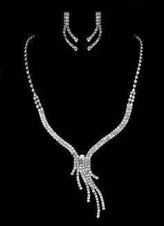 Jóias (High Quality Czech Rhinestones With Alloy Plated Wedding Necklace And Earrings Jewelry Set 011005471)