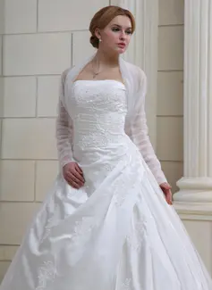 Jackets/Wraps Wedding Tulle Ruffles Wraps With Long Sleeve (013022585)