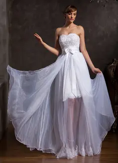 A-Linie/Princess-Linie Herzausschnitt Bodenlang Organza Satin Ballkleid mit Spitze Perlen verziert (018015107)