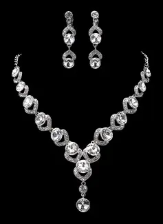 Jewelry Sets Anniversary Wedding Engagement Birthday Gift Party Daily Alloy With Rhinestones Silver Jewelry With Rhinestone (011019360)