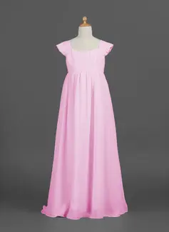 Impero Tondo Al pavimento Chiffon Abito per damigelle junior con Increspature (009022480)
