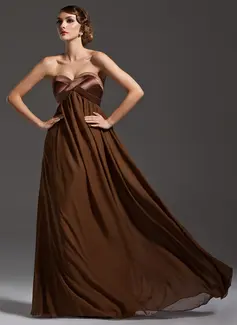 Empire Sweetheart Floor-Length Chiffon Charmeuse Evening Dress With Ruffle (017025920)