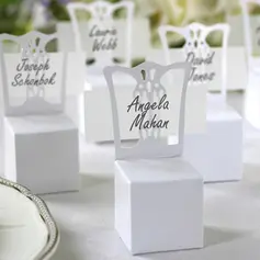 White Chair Favor Box With Place Card Holder (Set of 12) (050005600)