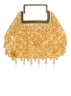 Elegant Cotton with Acryl Drops Evening Handbag/Wristlet(More Colors)  (012025205)