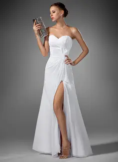Sheath Sweetheart Floor-Length Chiffon Evening Dress With Ruffle (017022520)