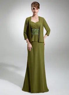 A-Line/Princess Sweetheart Floor-Length Chiffon Mother of the Bride Dress With Ruffle Lace Beading (008003195)