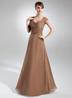 A-Line/Princess Strapless Floor-Length Chiffon Mother of the Bride Dress With Ruffle Beading (008015734)