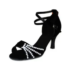 Satin Heels Sandals Latin Dance Shoes With Ankle Strap (053006986)