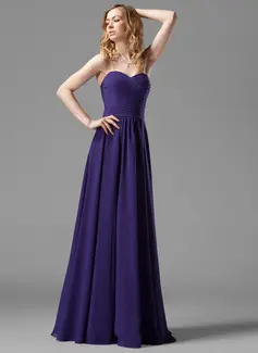 Vestidos princesa/ Formato A Coração Vestidos longo Chifon Vestido de madrinha com Pregueado (007004143)