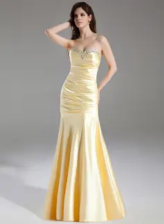 Mermaid Sweetheart Sweep Train Charmeuse Prom Dress With Ruffle Beading Sequins (018004958)