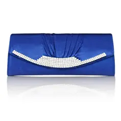 Satin splendido con borse da sera strass austriaci / Frizioni Altri colori disponibili (RoyalBlue) (012011033)