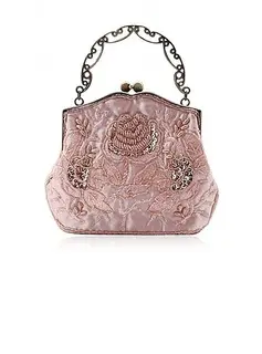 Noite de seda elegante Bag Com Pedra Frente Flor (012026231)