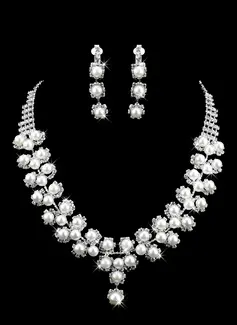 Gorgeous Alloy With Rhinestones/Imitation Pearls Wedding Bridal Necklace and Earrings Jewelry Set (011009885)