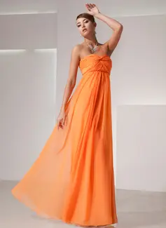 Empire Sweetheart Floor-Length Chiffon Holiday Dress With Ruffle (020025839)