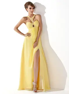 A-Line/Princess Sweetheart Floor-Length Chiffon Prom Dress With Ruffle Beading (018005352)