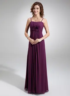 Império Coração Vestidos longo Chifon Vestido de madrinha com Pregueado fecho de correr (007004300)
