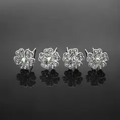 Hairpins Wedding Special Occasion Casual outdoor Rhinestone Silver Headpieces With White-4 piece (042017910)