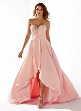 Empire Sweetheart Asymmetrical Chiffon Prom Dress With Ruffle Beading (018020806)
