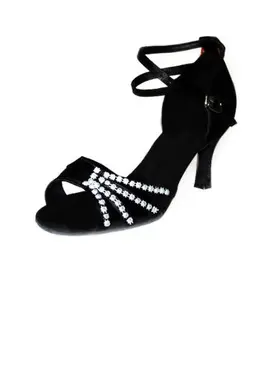 Satin Heels Sandals Latin Dance Shoes With Ankle Strap (053006986)