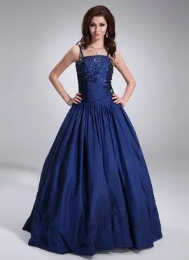 Ball-Gown Floor-Length Taffeta Quinceanera Dress With Beading Sequins (021002868)