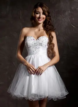 A-Line/Princess Sweetheart Short/Mini Tulle Homecoming Dress With Beading (022020899)