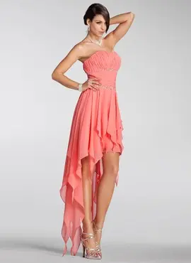 A-Line/Princess Strapless Asymmetrical Chiffon Holiday Dress With Ruffle Beading (020005298)