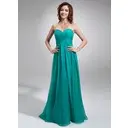 Império Coração Vestidos longo Chiffon Vestido de madrinha com Pregueado (007016755)