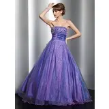 Ball-Gown Strapless Floor-Length Taffeta Organza Quinceanera Dress With Beading (021021126)