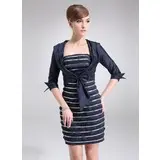 Sheath Strapless Short/Mini Taffeta Mother of the Bride Dress With Ruffle Sequins (008005975)